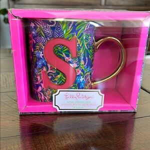 Lilly Pulitzer Pink and Gold Initial Ceramic Mug